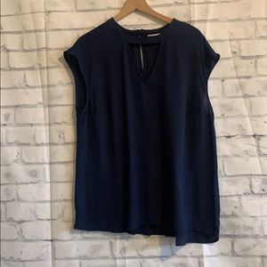 Daniel Rainn Keyhold Blue Silk Blouse